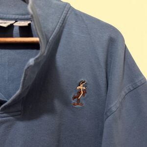 Looney Tunes Coyote Embroided Long Sleeve Polo XXL